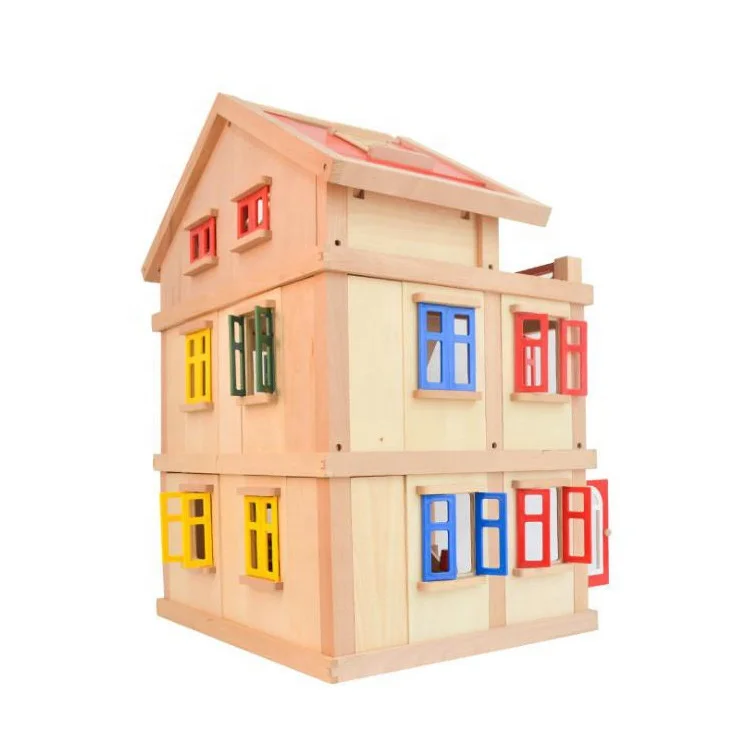 Children handmade Big Castle kids diy Wooden big doll house