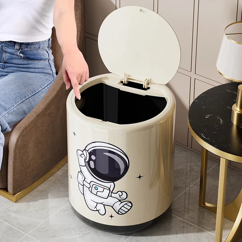 Wannuo 13L Pop-up Livingroom Kitchen Trash Can Plastic Printed Garbage Bin with Increased Thickness Waste Bins