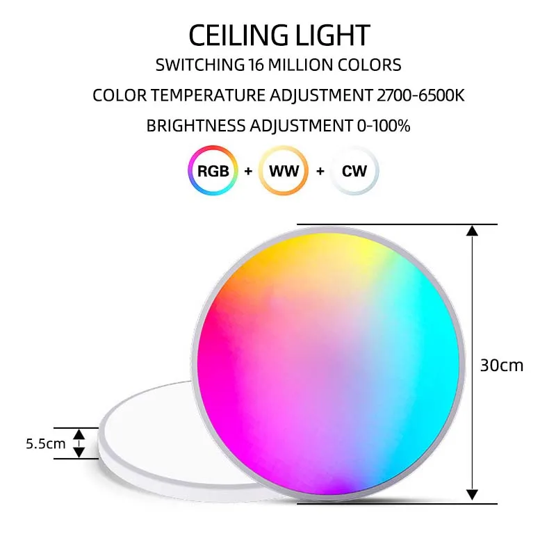 Modern ultra thin round led ceiling light fixture for bedroom lamp wifi tuya indoor rgb smart ceiling backlight ceiling lights