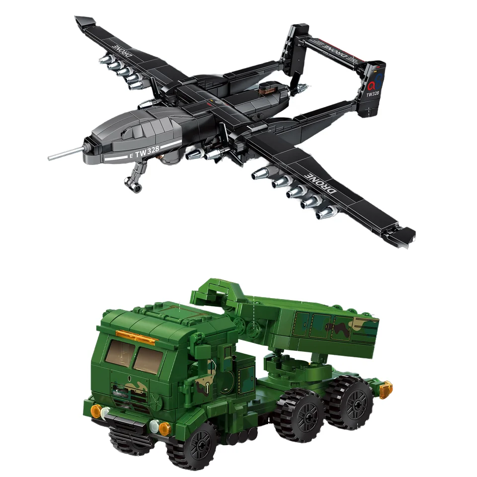 Armed Forces Military Truck Juguetes Armed Forces Air Warriors Drones Unmanned Combat Aerial Vehicle Building Blocks