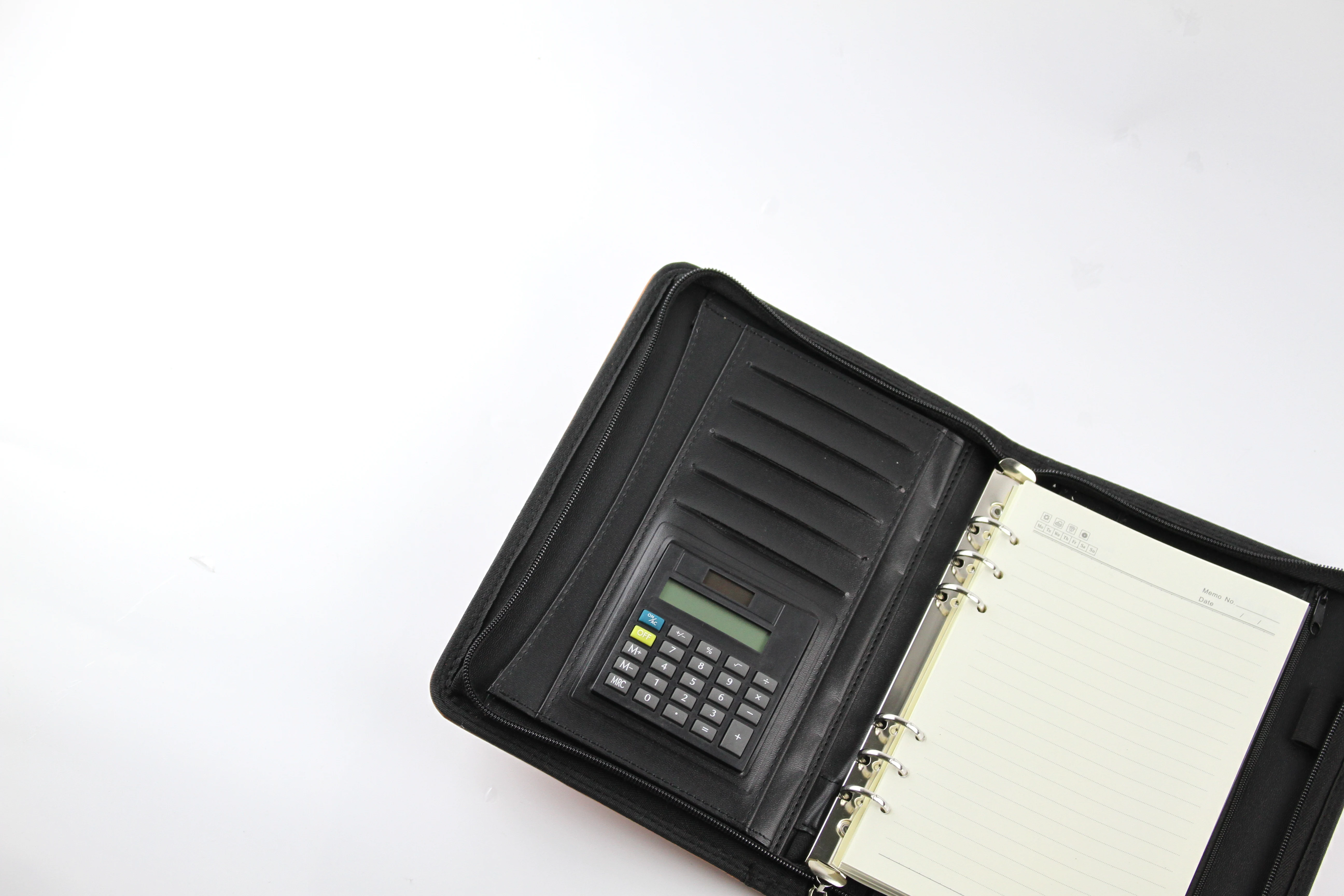 
Good Quality File Folder a5 zipper bag 6 holes ring binder with Calculator notebook folder 