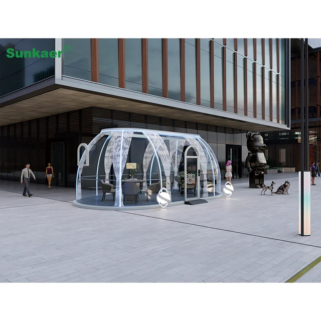 Sunkaer Elliptic style polycarbonate dome house Pvc Glamping Geodesic Dome House Tent Outdoor Transparent House