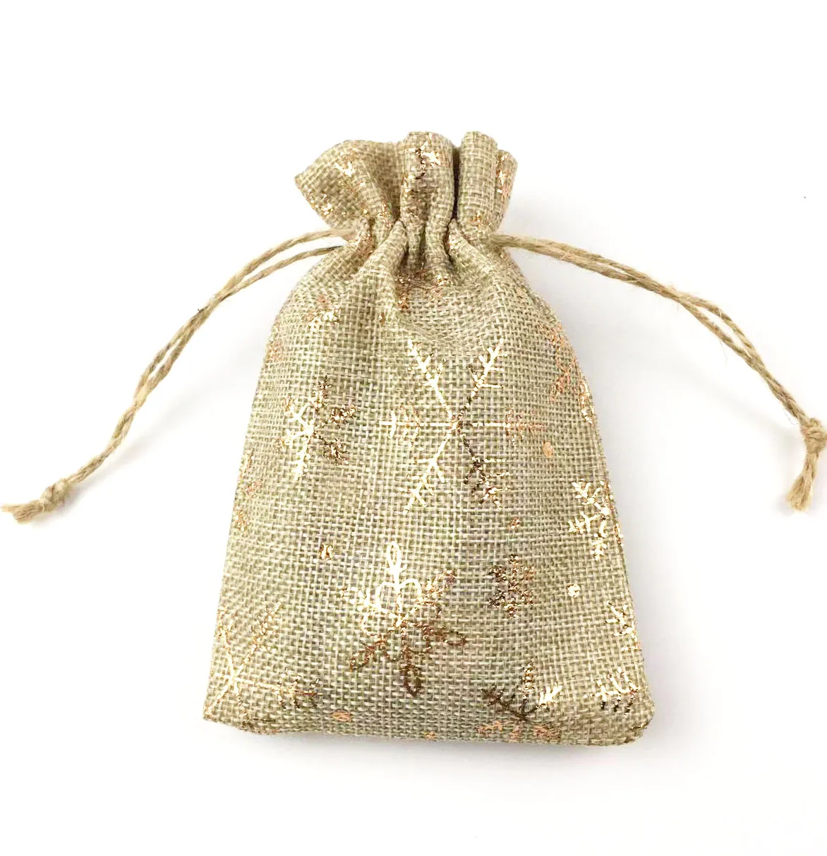 Factory Custom Logo Small Hemp Christmas Burlap Gift Bags With Jute Drawstring Bag Jewelry Pouch In Stock