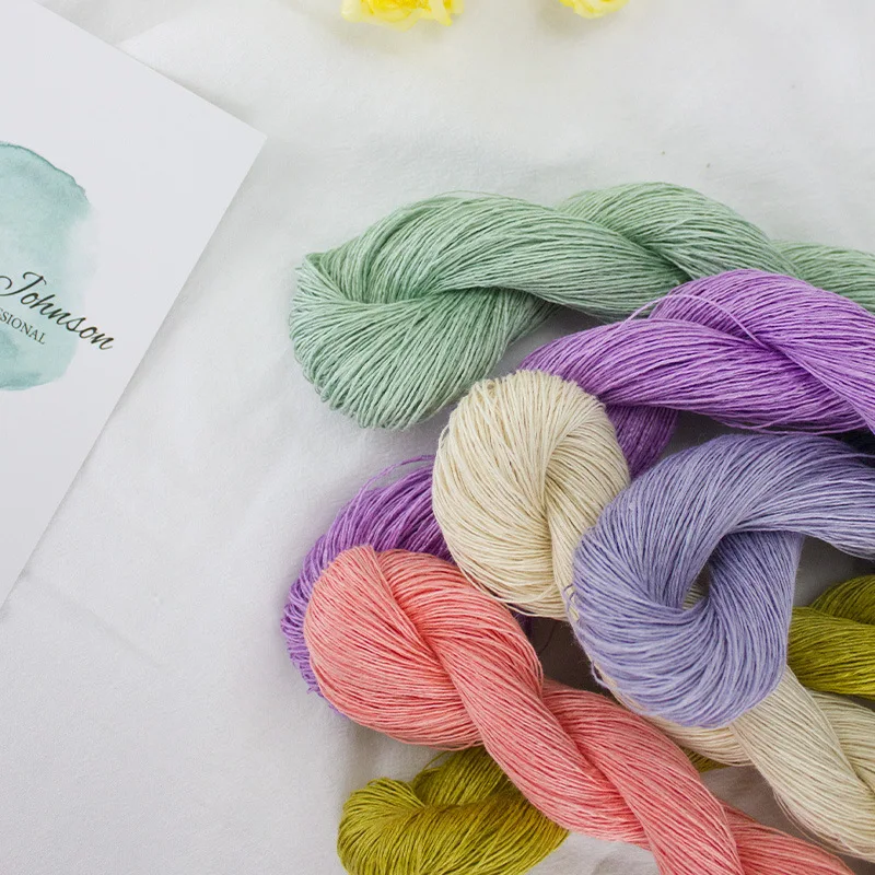 26 colors 50g Breathable smooth natural 100% linen yarn for blanket clothing