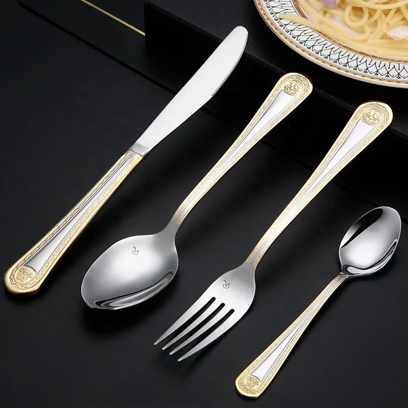 Hot selling European style luxury retro palace 72pcs stainless steel cutlery set 304 stainless steel flatware set