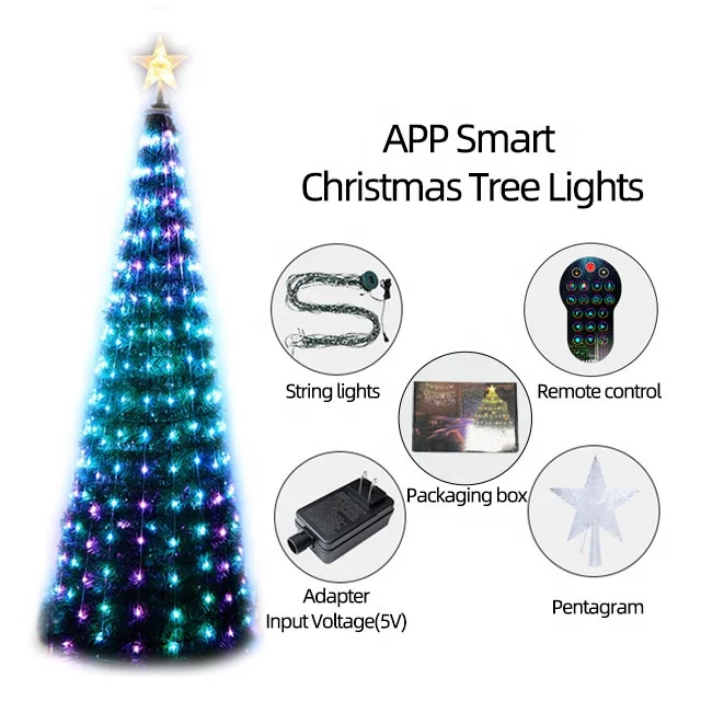 APP control wifi Smart Christmas tree lights smart USB powered LED fairy outdoor string lights For Christmas trees
