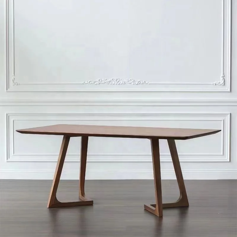 Nordic simple solid wood table modern conference negotiation rectangular round table