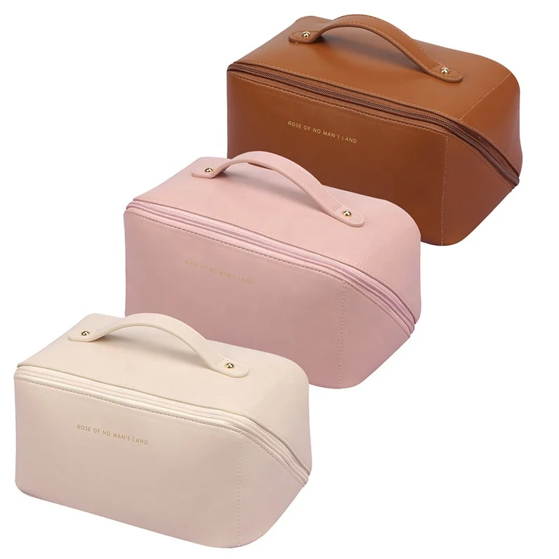 INS Hot Selling Luxury Cosmetic Bag Custom Private Label PU Leather  Large Capacity Storage Bag Portable Travel Toiletry Bag