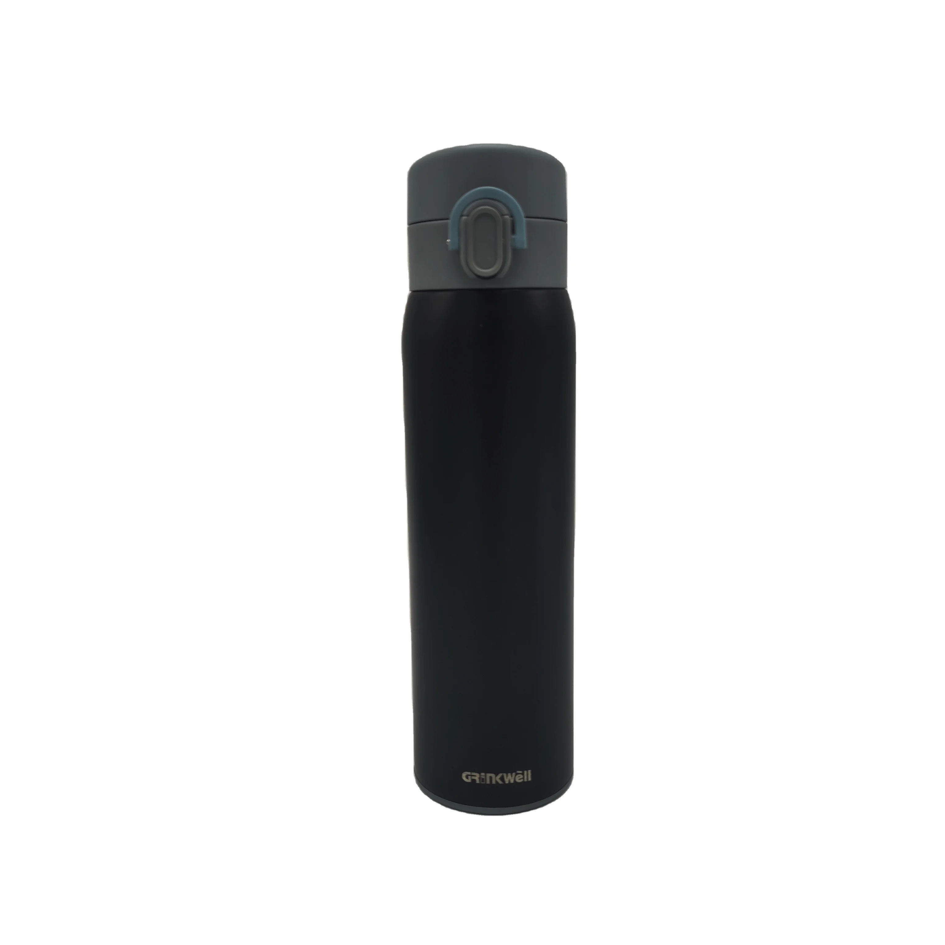 Grinkwell 450ml Double Wall Stainless Steel Water Bottle Insulated High Quality Drinking Bottle Travel Mug with Button Lock