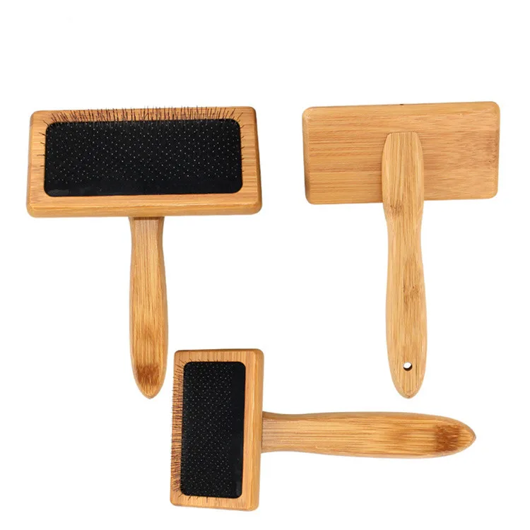 Dog Grooming Professional Brush Comb Safe Wood Pet Comb Stainless Steel Rounded Teeth Pin Prevents Knots Mats
