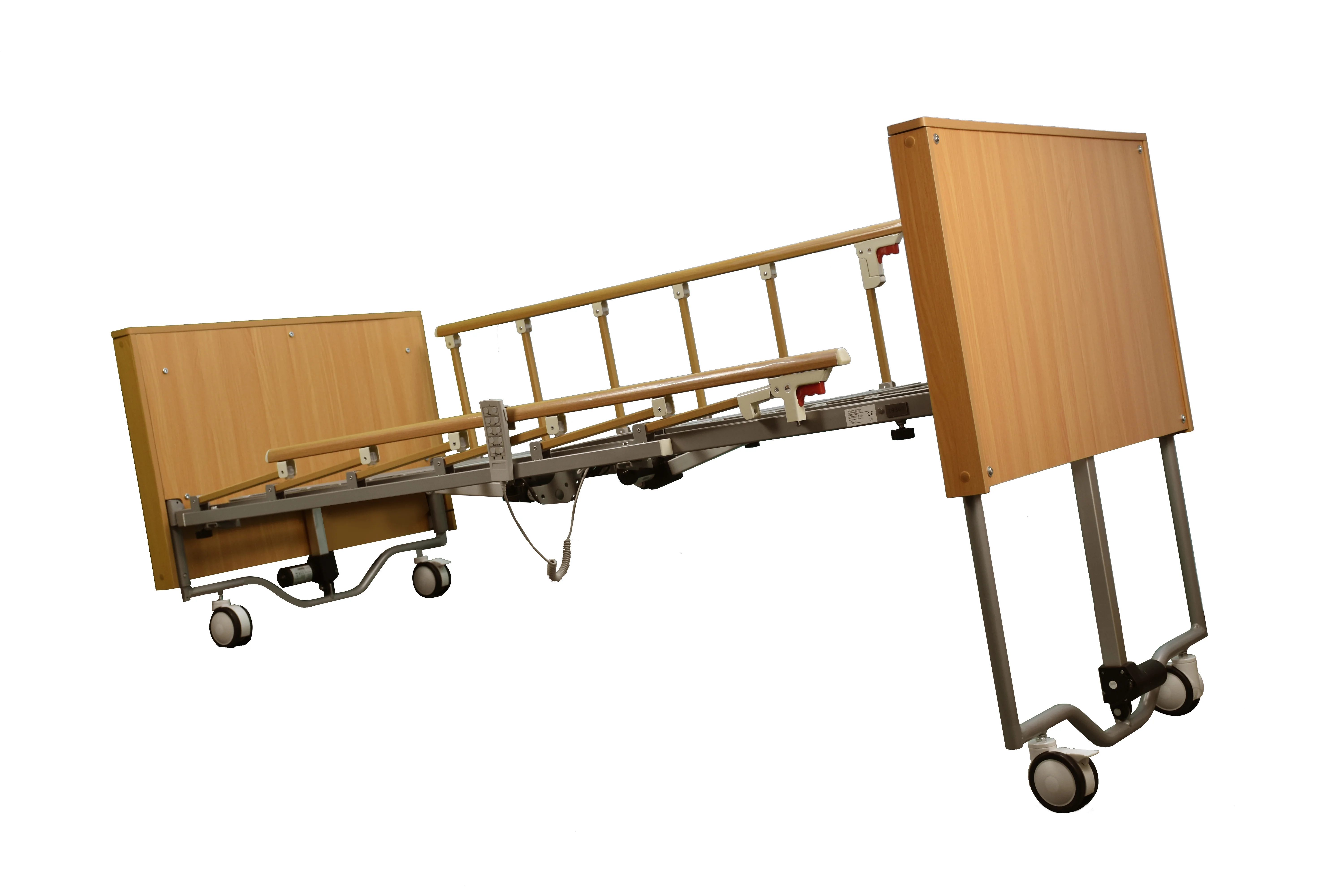 Five function nursing homecare beds with Six column aluminum siderails