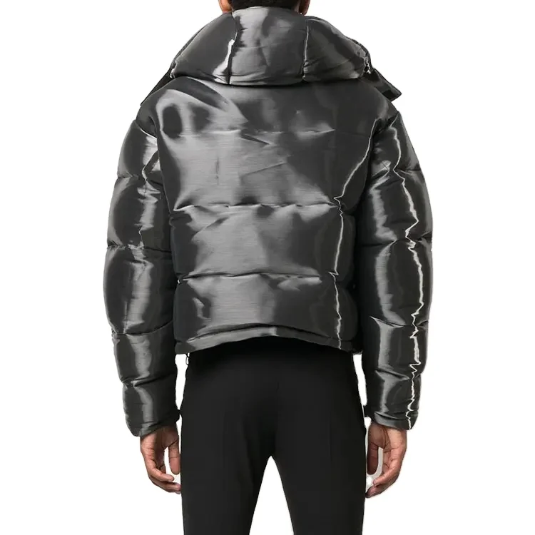 Custom High Quality Men Cropped Puffer Jacket For Men Outdoor Winter Windbreaker Liquid Veste Homme Metal Down Jacket