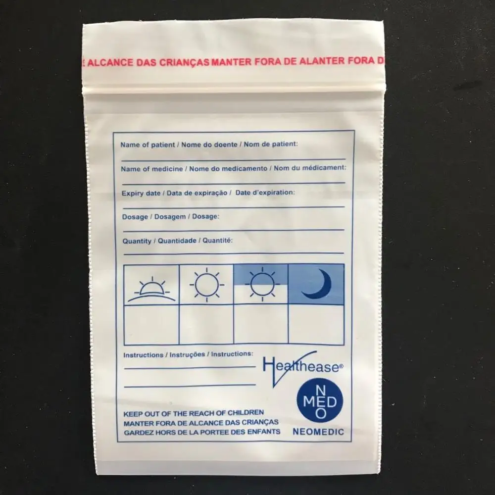 Plastic Zip Lock Medicine Packing Bag For Pills