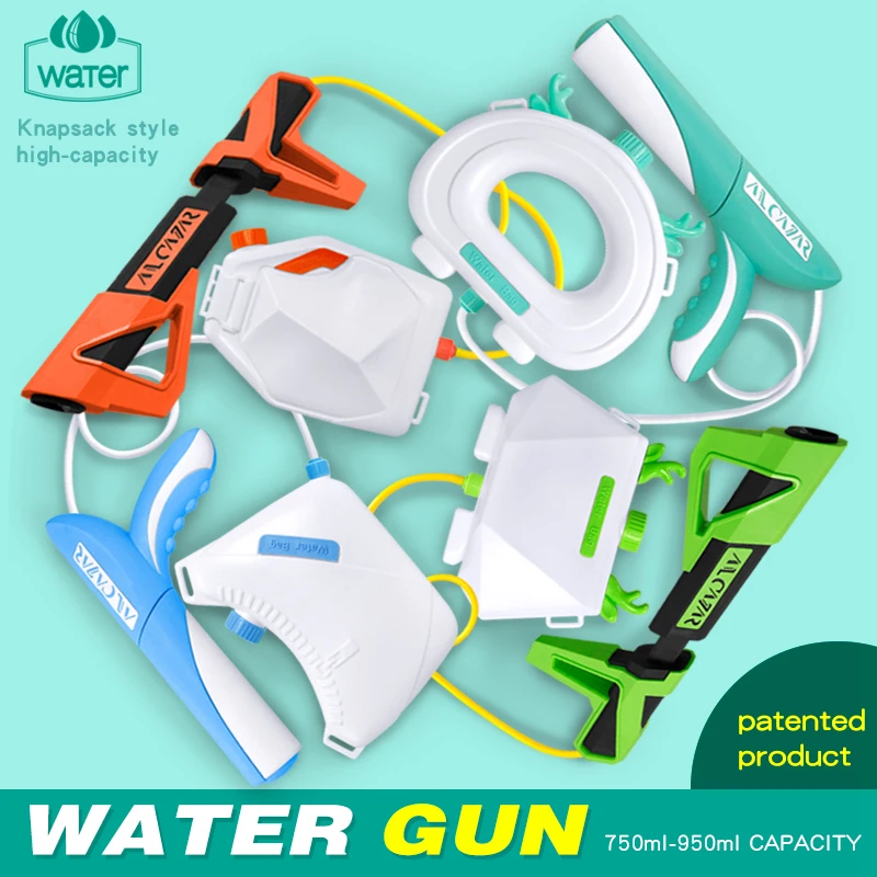 Kids funny summer toys powerful shooter lovely plastic toy backpack air pressure water gun toy smmning pool blaster shooter
