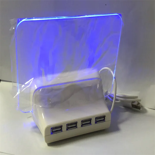 new designed luminous Reminder led fluorescent Scribble Writing message memo board digital alarm clock with 4 usb port