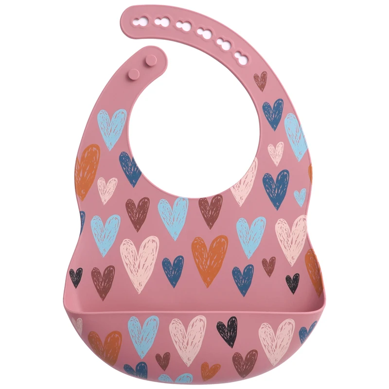 Custom New Printed Pattern Eco-friendly Waterproof Silicon baberos de silicona para bebes Silicone Baby Bibs