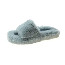 Moyo  Beauty Comfort Warm cotton Home Slides Increased Pure Color Peep-toe fluffy Slippers For Women Winter  Slippers  For Women