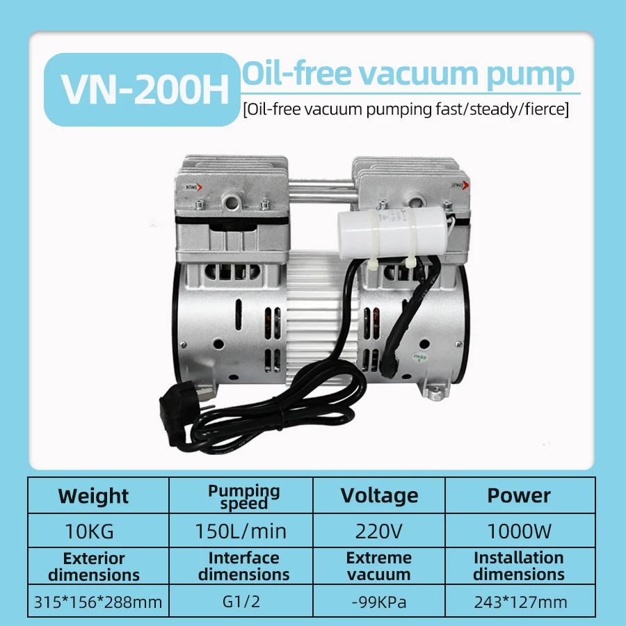 Сухой поршневой насос 740mmHg низкий уровень шума 1.3HP 220V двухпоршневыми безмасляный вакуумный для лаборатории