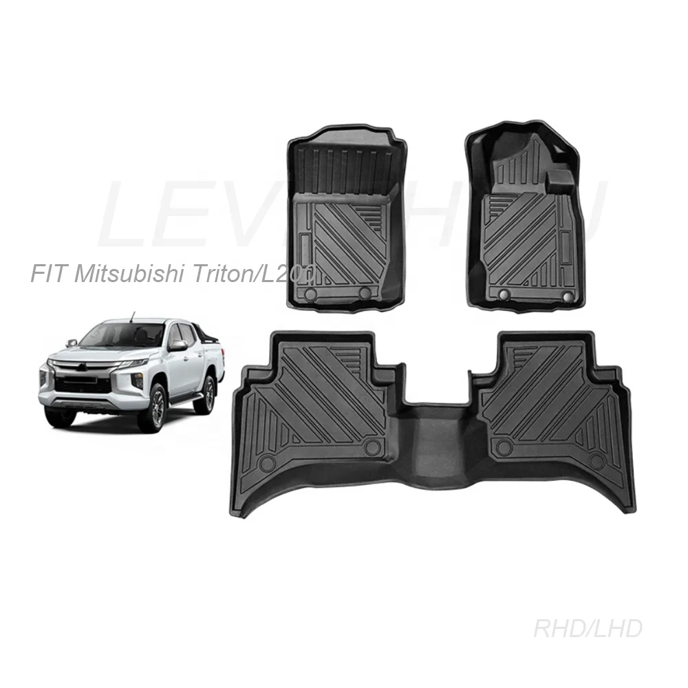 All Weather RHD/LHD Floor Mats TPE Rubber Odorless Anti-Slip Floor Mats  For Mitsubishi Triton L200 2019 2020 2021 2022 2023