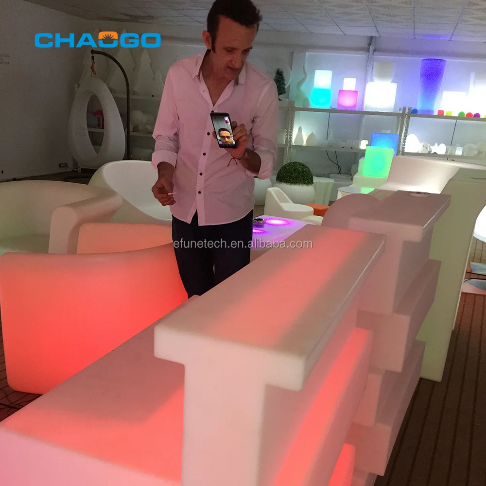 portable rgb color changing illuminated even party outdoor bar counter white plastic block led bar counter modern