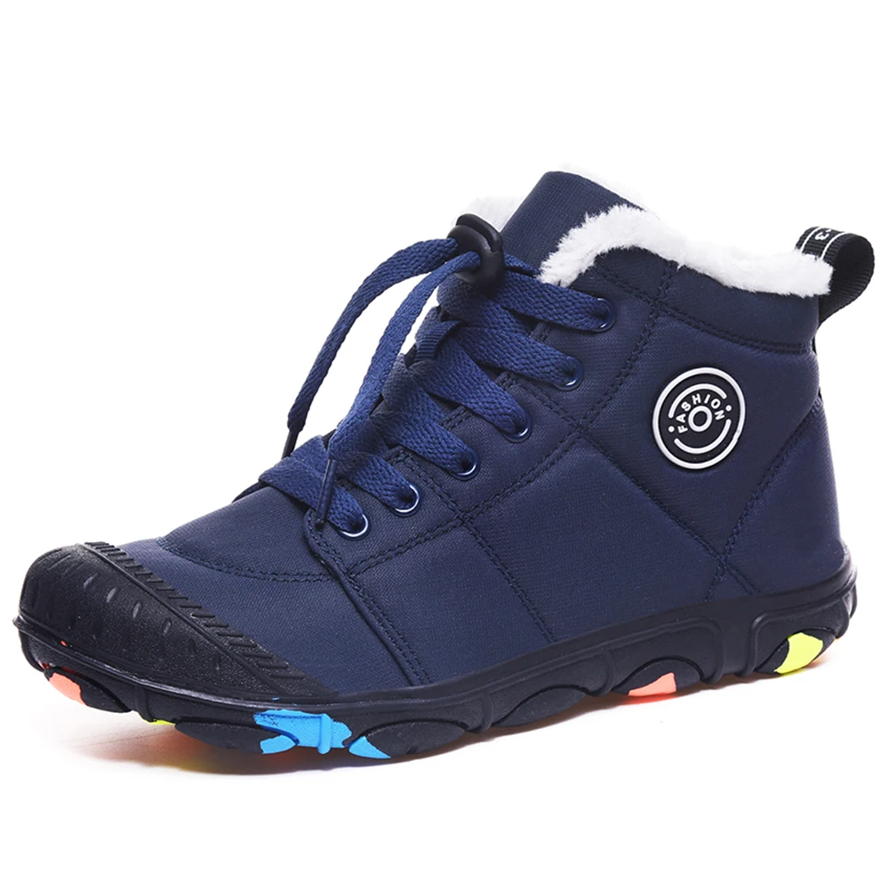 
boys Kids Girl Winter Snow Boots With Bag Children High Top Casual Plush Cotton Shoes 