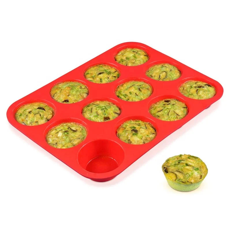 12 Cups Silicone Muffin Pan Nonstick Cupcake Pan Regular Size Silicone Mold