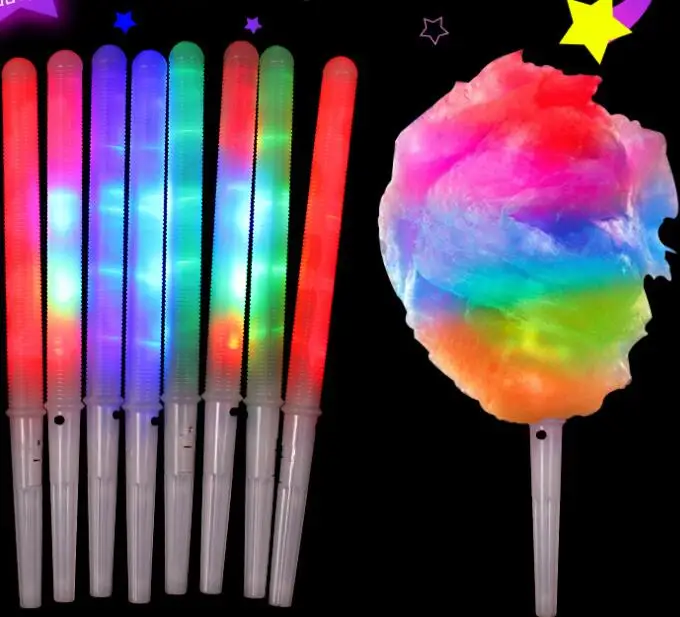 LED Glowing Cotton Candy Cones Colorful Glowing Marshmallow Sticks Glowing Luminous LED Glowing Party Favors Supply