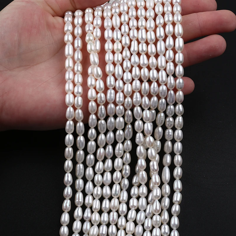 5-6mm AAAA AAA AA A B C D different grade White Natural Loose Beads Real Freshwater Rice Pearl Strand