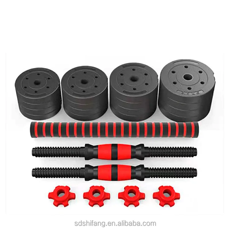 10kg 90lbs Weights Gym Equipment Fitness PVC Cement Adjustable Dumbbell & Barbell Weight Set Workout Handles With Foam 30kg 50kg