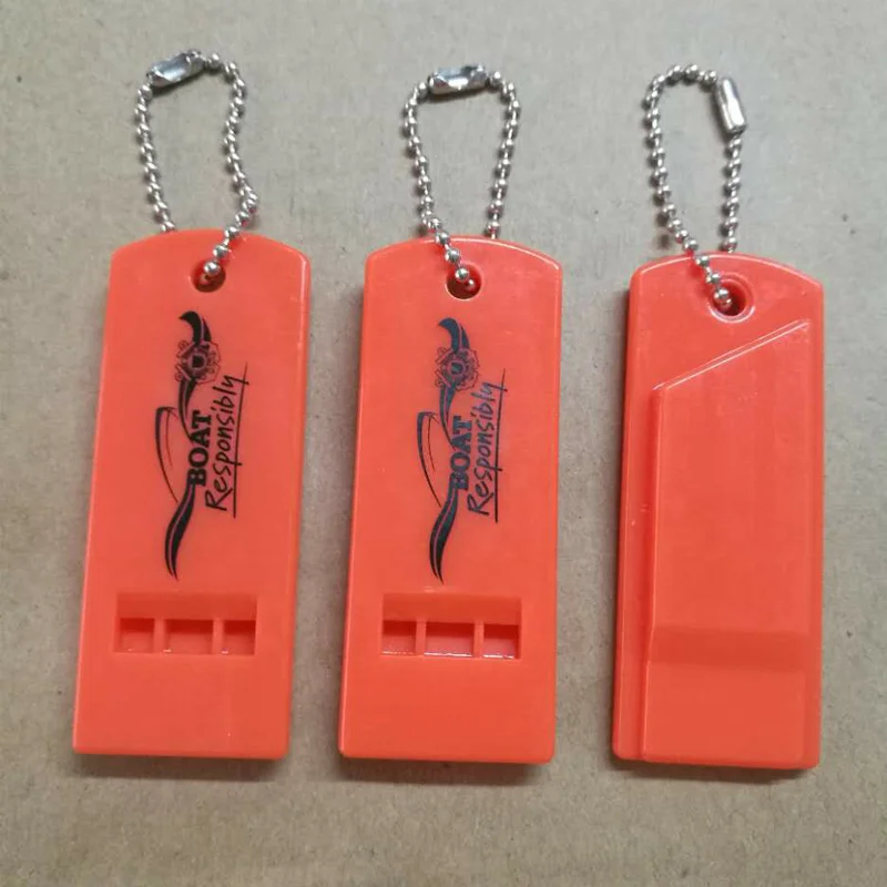 custom logo printed flat plastic whistle, football fans whistle, loudly flat emergency whistles