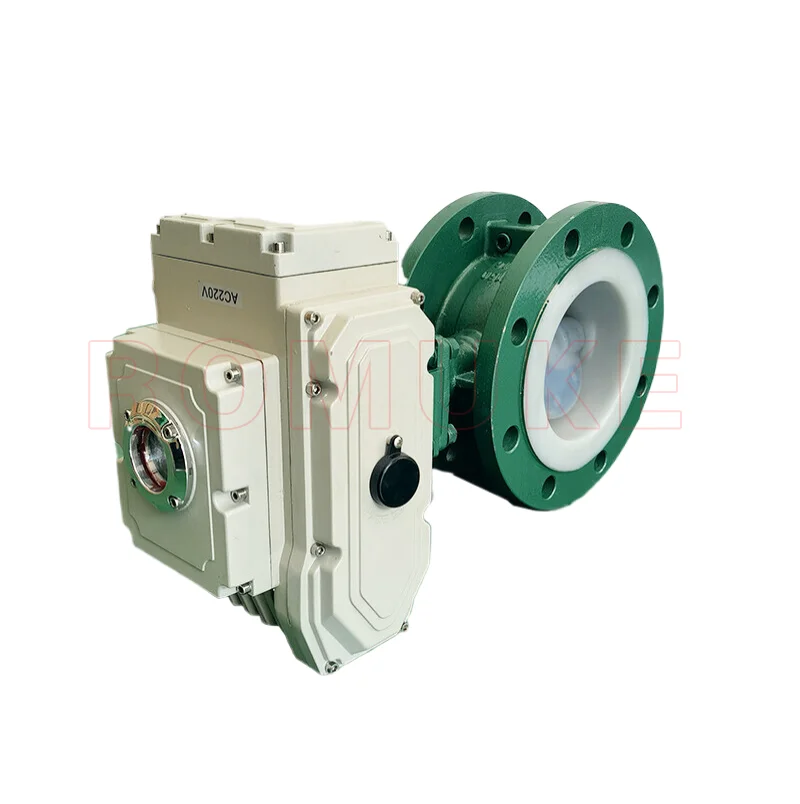 Cast steel lined PTFE PFA electric flange centerline soft sealing butterfly valve