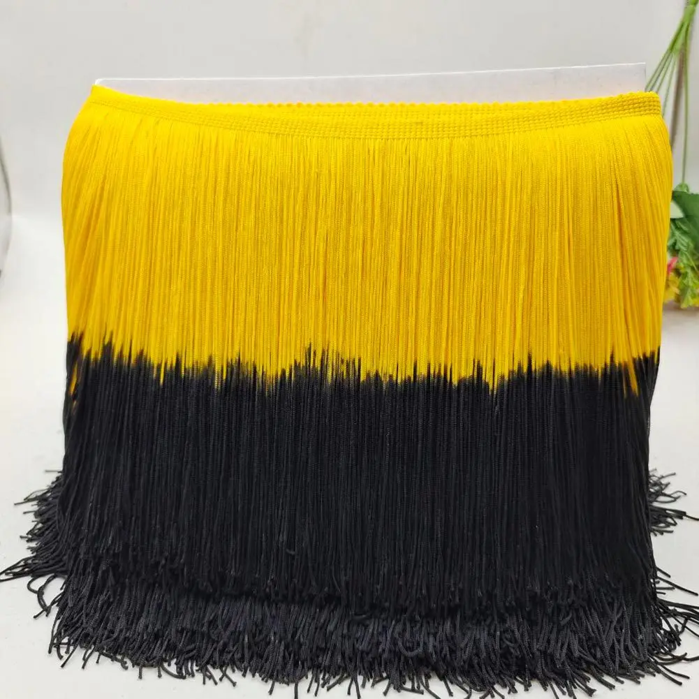 manufacturer wholesale price fabric embroidery 20CM Double Color Gradient Color Ombre Nylon Tassel Fringe Lace For Latin Dress