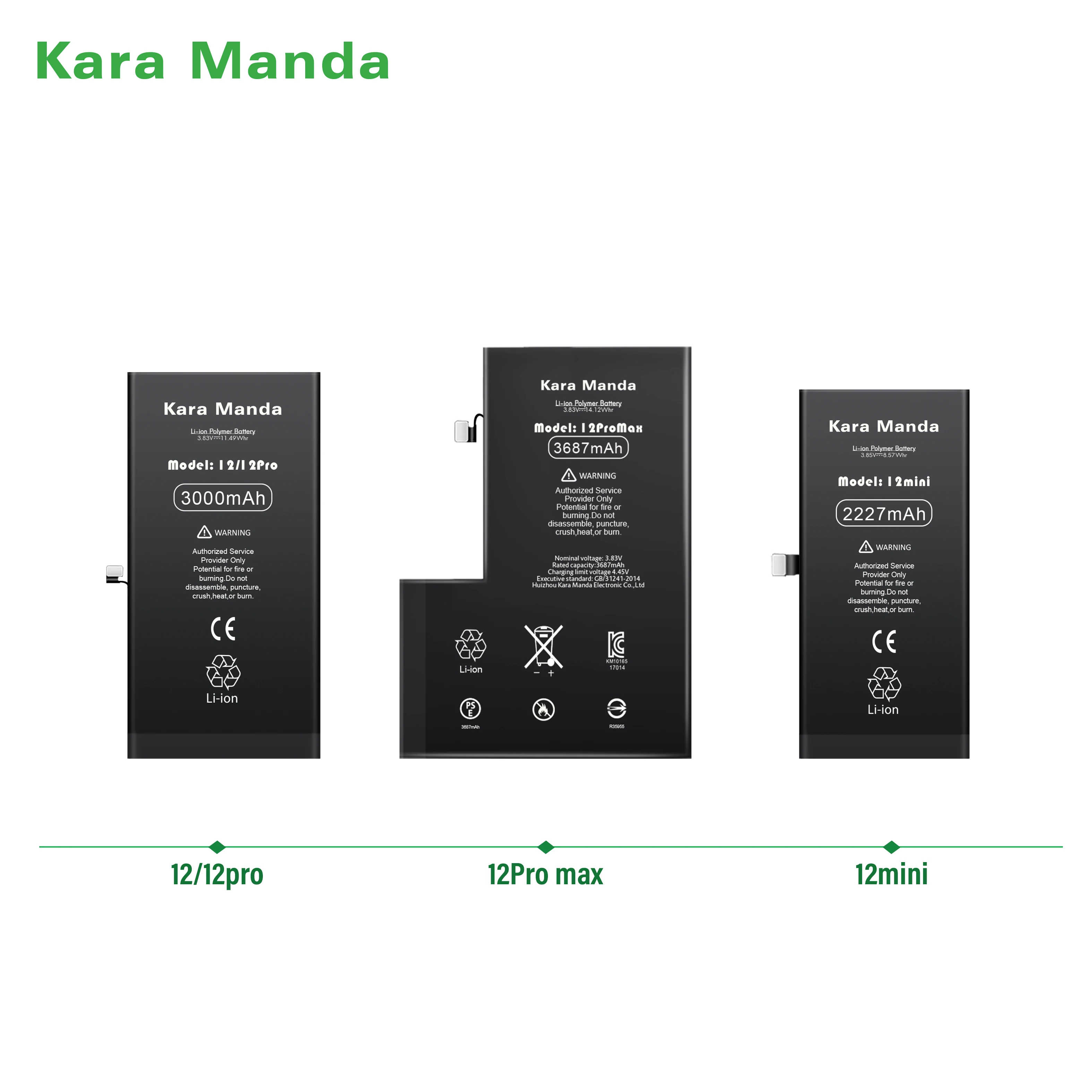 Kara Manda Cell Phone Battery Rechargeable Battery for iPhone 5 5s Se 6 6s 7 8 Plus X Xr Xs 11 12 Pro Max Se2 Mobile Battery
