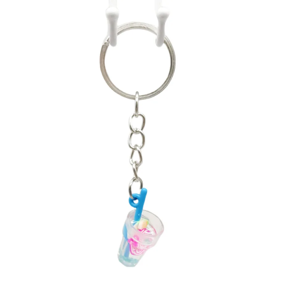 Delicate and lovely Juice Drink Key Chain Ice Cream Milk Tea Mini 3D Keychain web red envelope bag Pendant