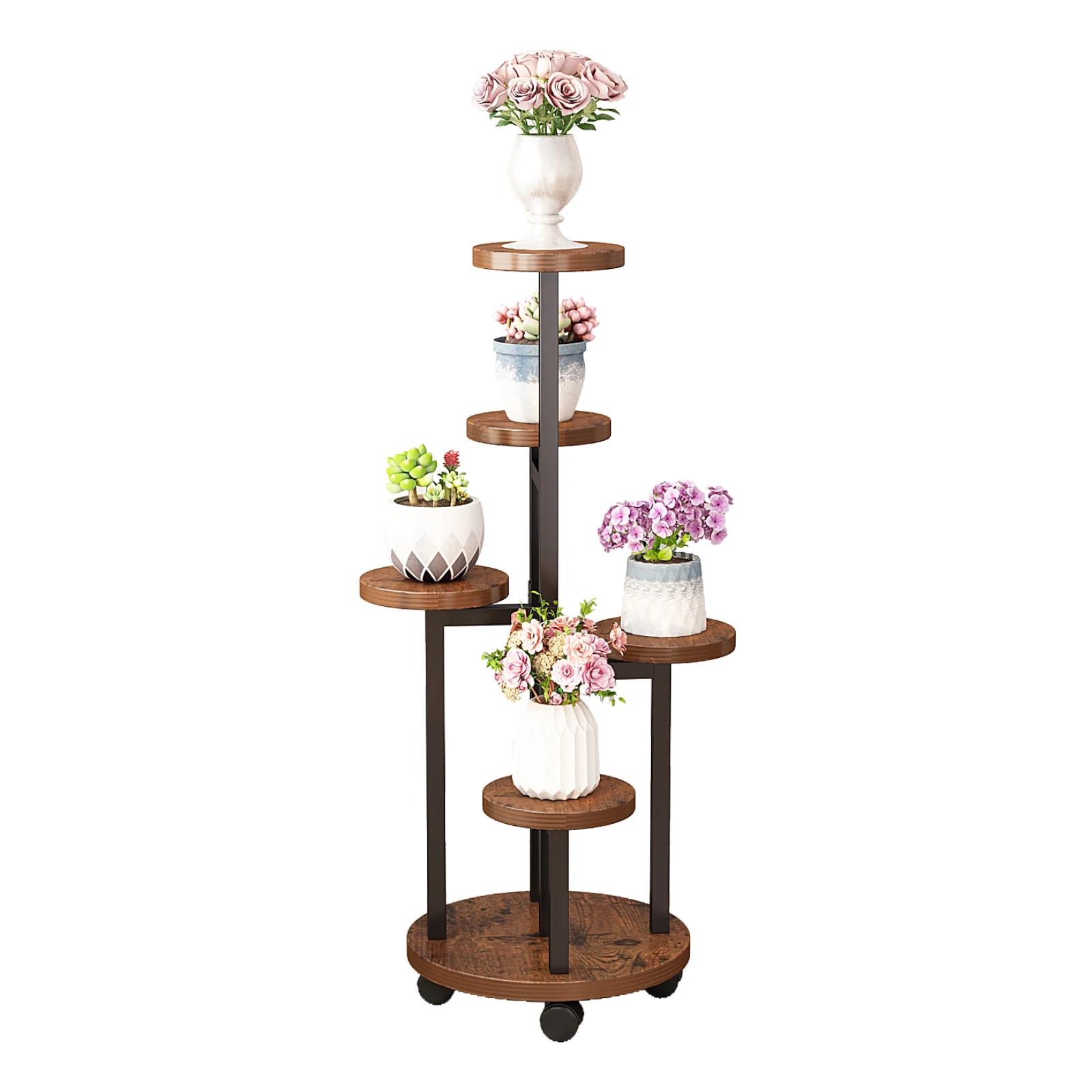 YQ JENMW Floor standing storage rack and flower rack in the living room. Indoor iron art light luxury multi-layer succulent flow