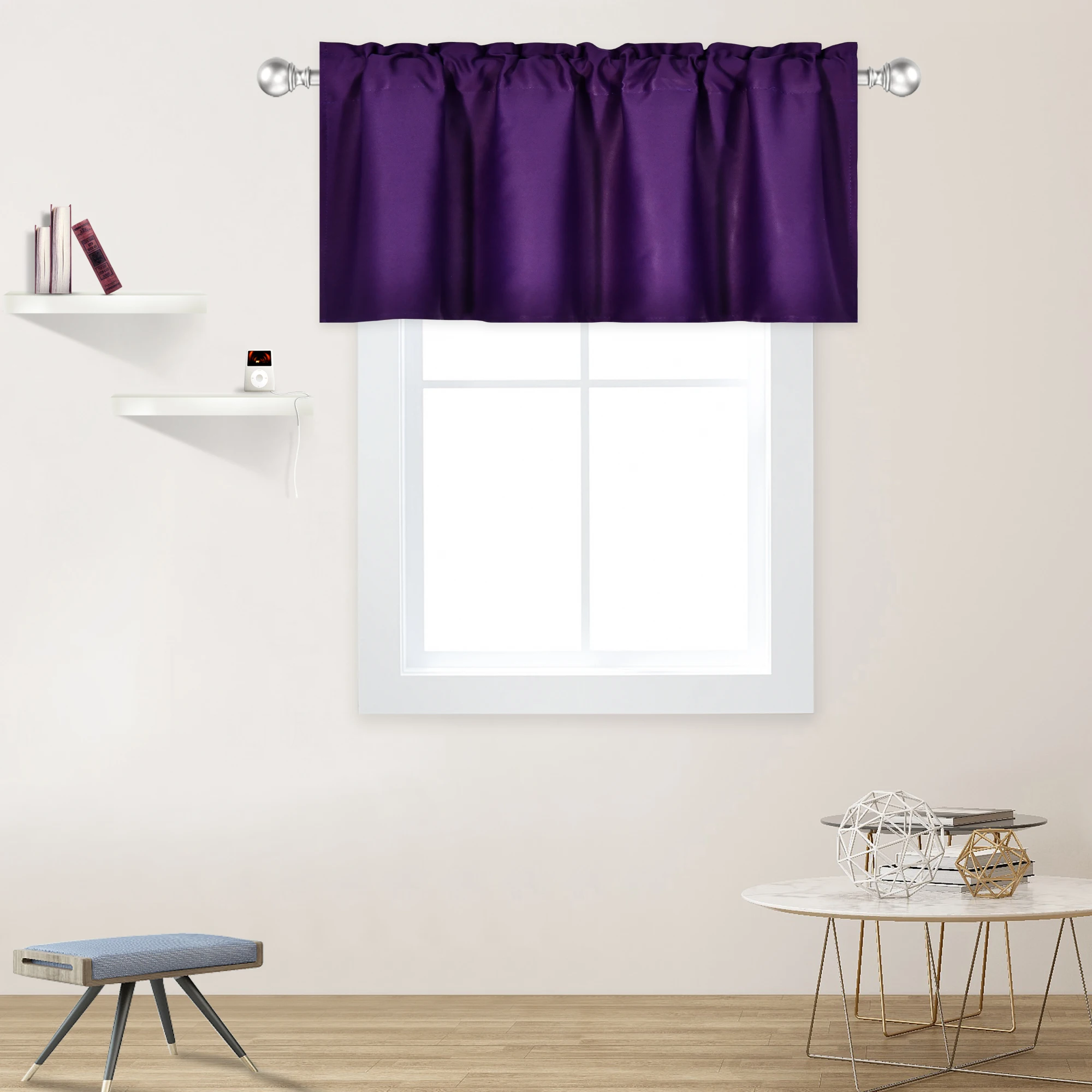 42x18 Inch Purple Blackout Valance Polyester Rod Pocket Style 1PC/Package