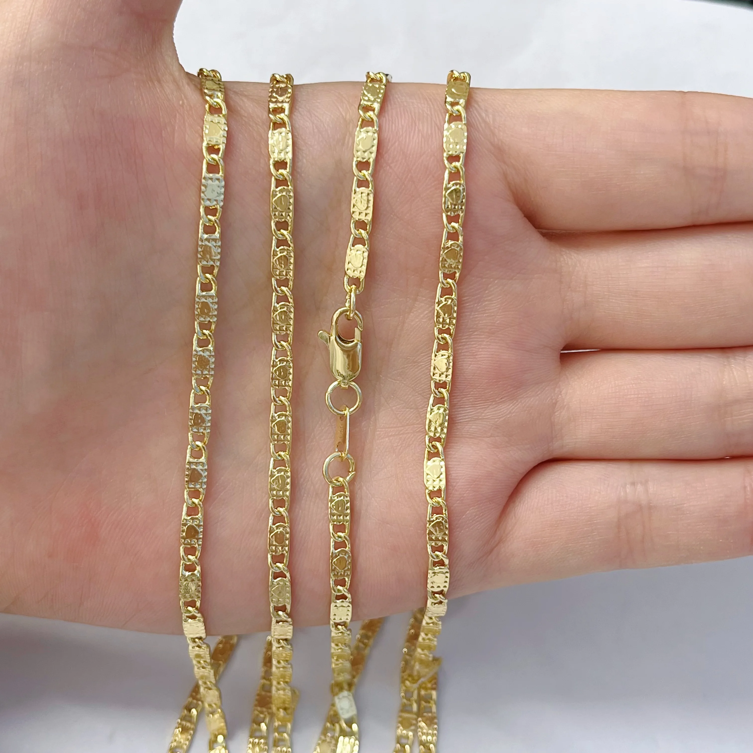 JML wholesale custom heart simple chunky 3mm link chain fashion 14k gold plated jewelry chains for necklace oro laminado collar