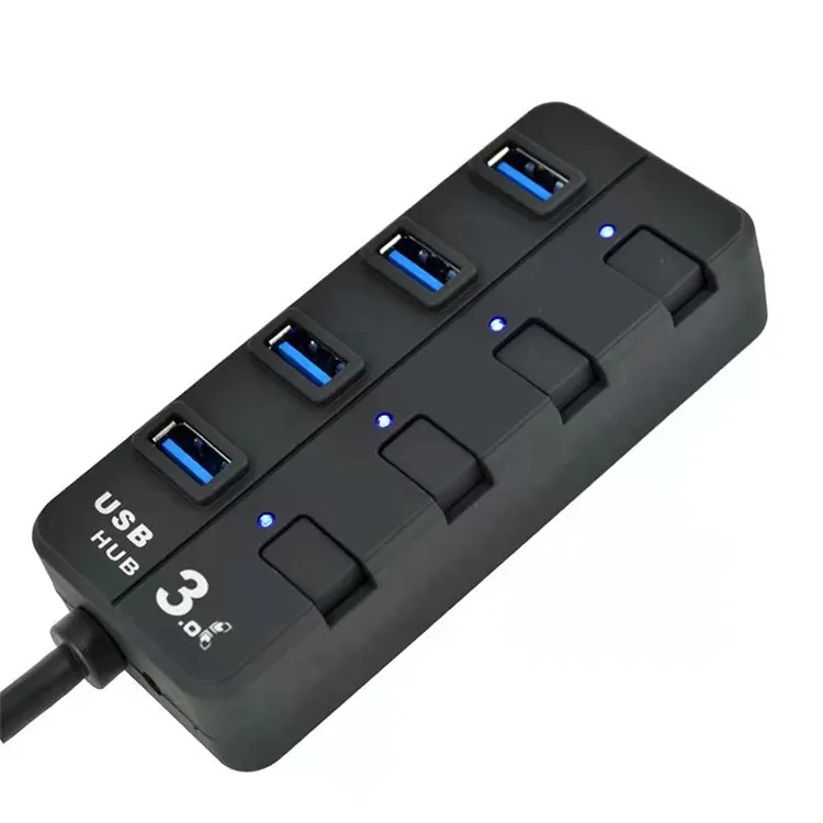 USB3.0 HUB 4-port hub usb independent key switch 3.0hub splitter one drag four expansion Spreader