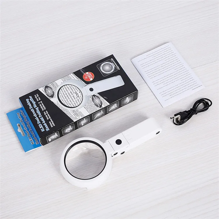 
2020 HIgh Quality China Made 8 LED Light Identification Magnifier Brightness Magnifying Glass 