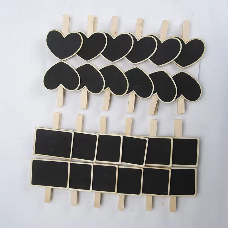 Mini Wooden Blackboard Memo Message Folders New Shaped Hanging Chalkboard with Wood Pegs Household Sundries