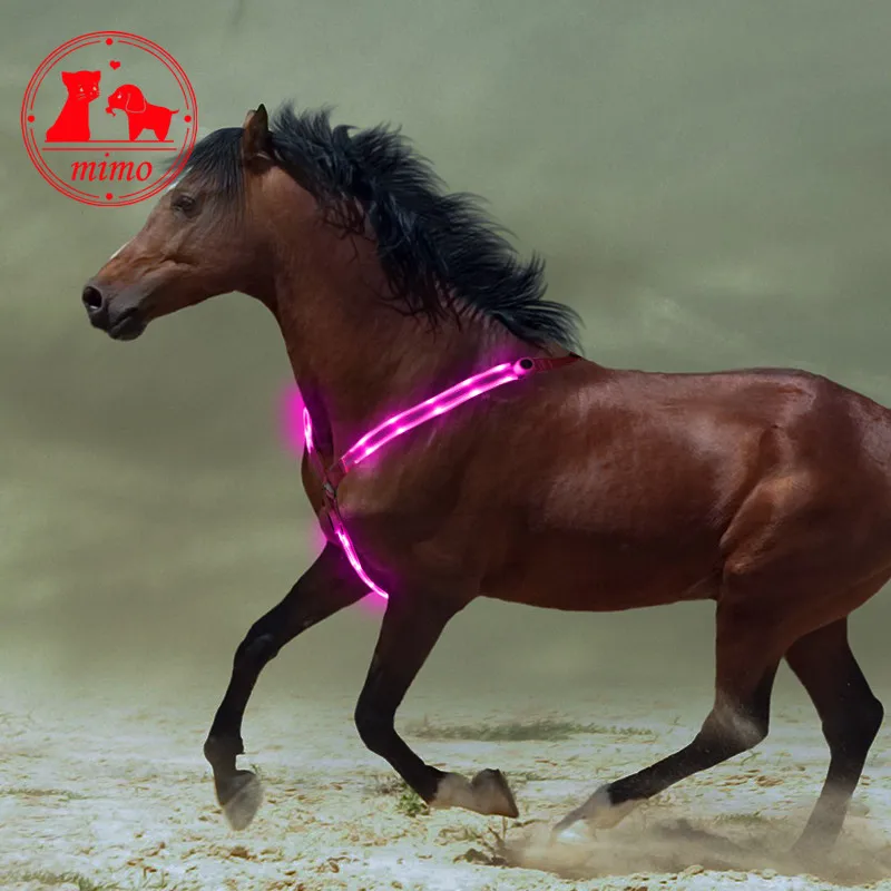 Dual Led Horse Harness Night Visible Colorful Nylon Breastplate Breast Collar Safe Horse Riding Equipment Equestrian