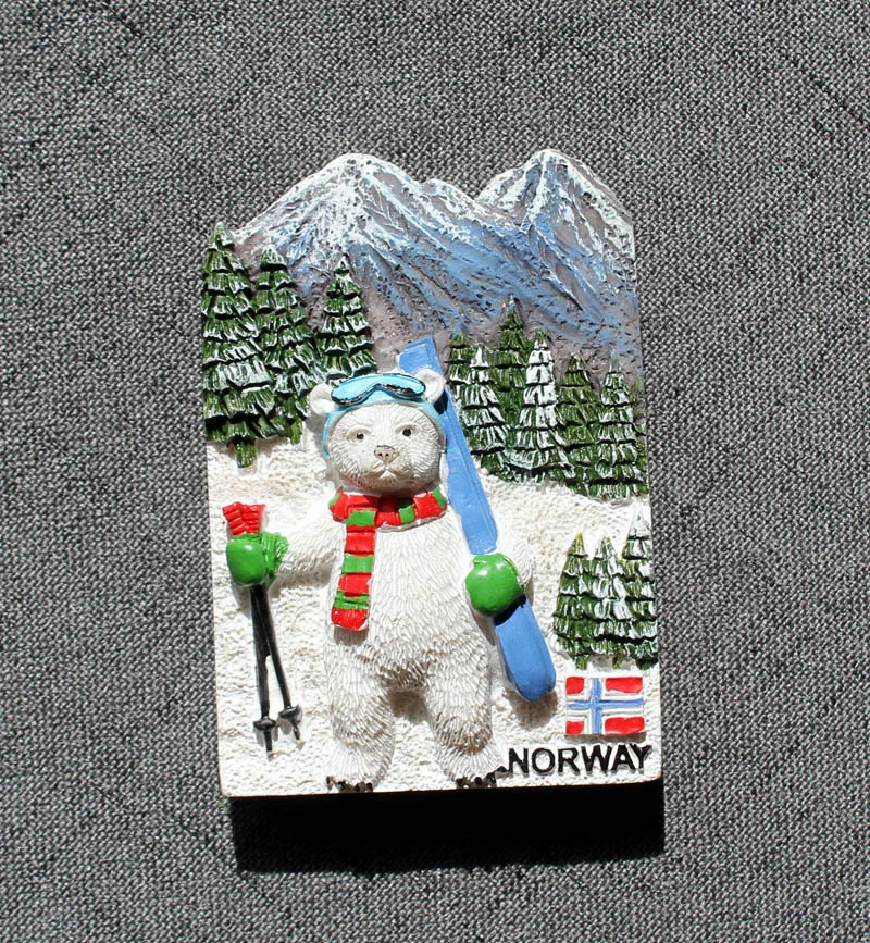 3d polar bear anime fridge magnets resin custom metal kitchen magnetic collectible decoration norway fridge magnet for souvenir
