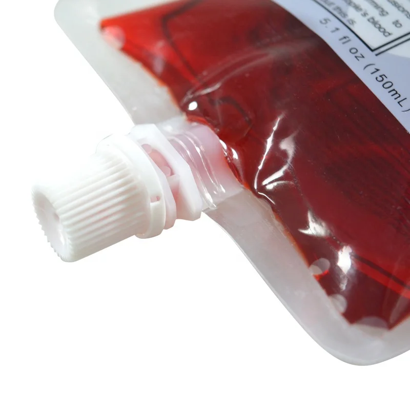 100 pcs Funny Blood Bags Empty Blood Vampire Spout bag,Juice Drinking Spout Pouch,Club,Bar,Cocktail,Halloween Party Usage