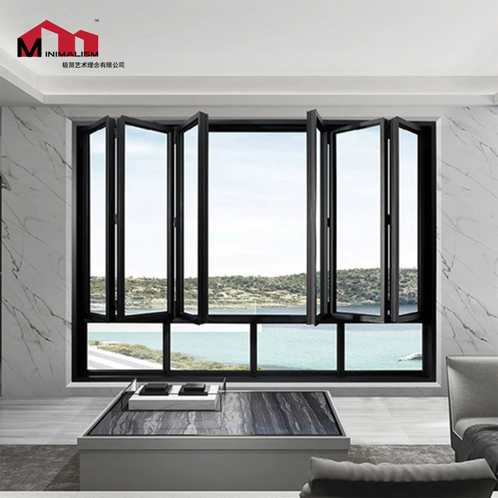Aluminum Folding Window Tempered Glass Window For Apartment And Hotel Aluminium Windows Frame