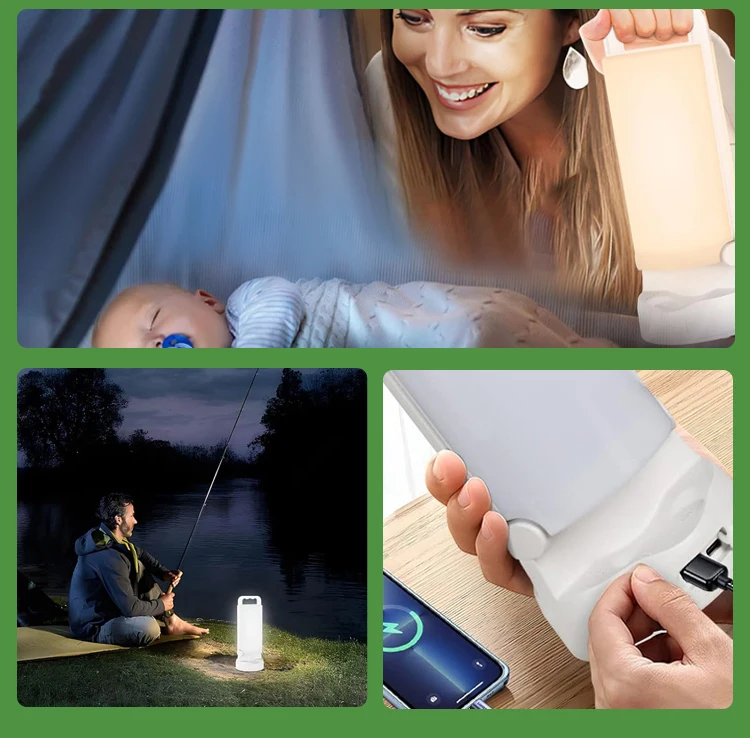 Au Silver Portable Solar LED Light Work HangTent Lamps Touch Rechargeable Camping Lantern Indoor Emergency Night Light ABS