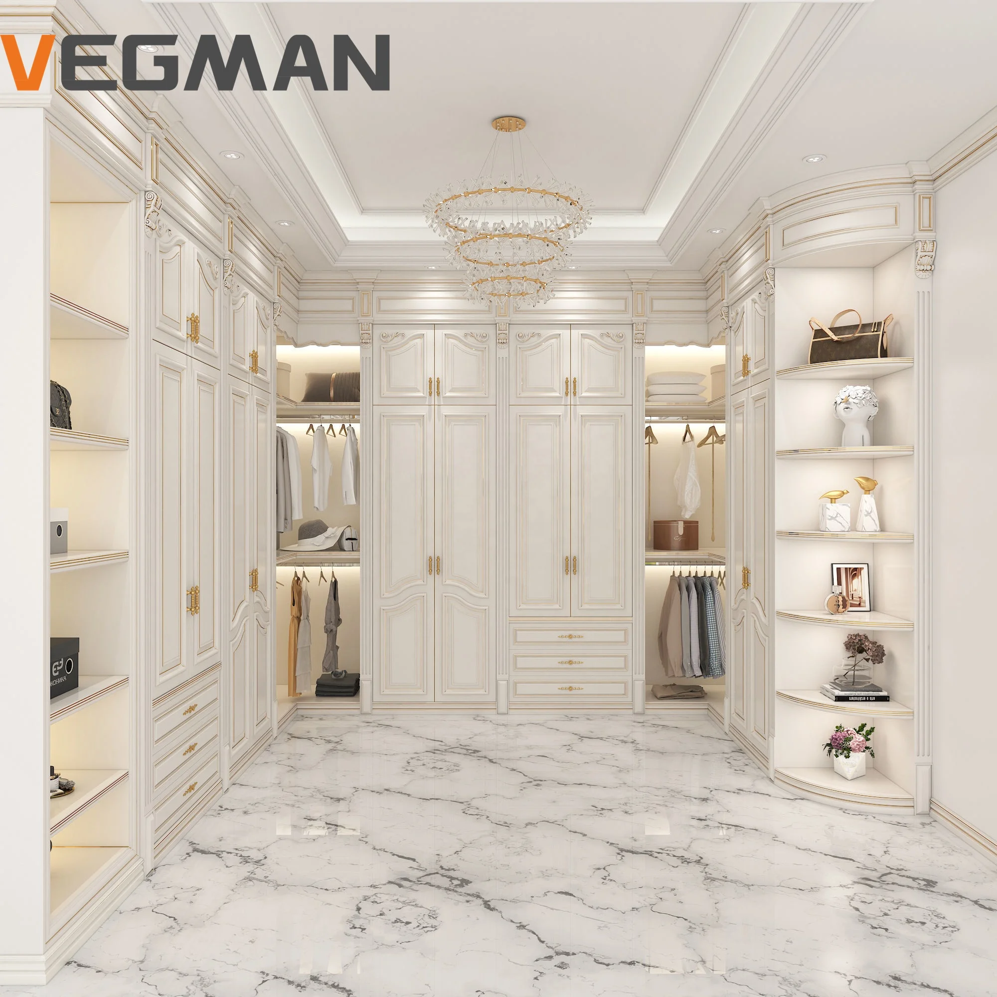 Пользовательские роскошная одежда современная спальня гардероб идеи дизайн Белый Гардероб в шкафу