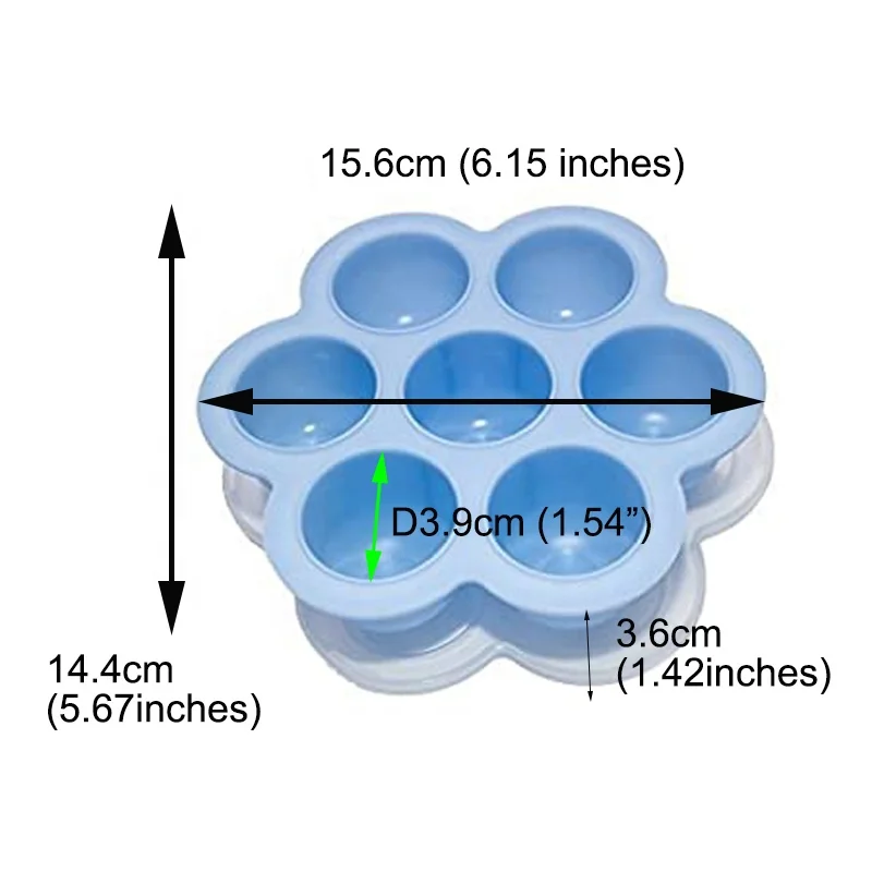 Customize Silicone Baby Food and Snack Storage with Lid Silicone baby food freezer Storage tray