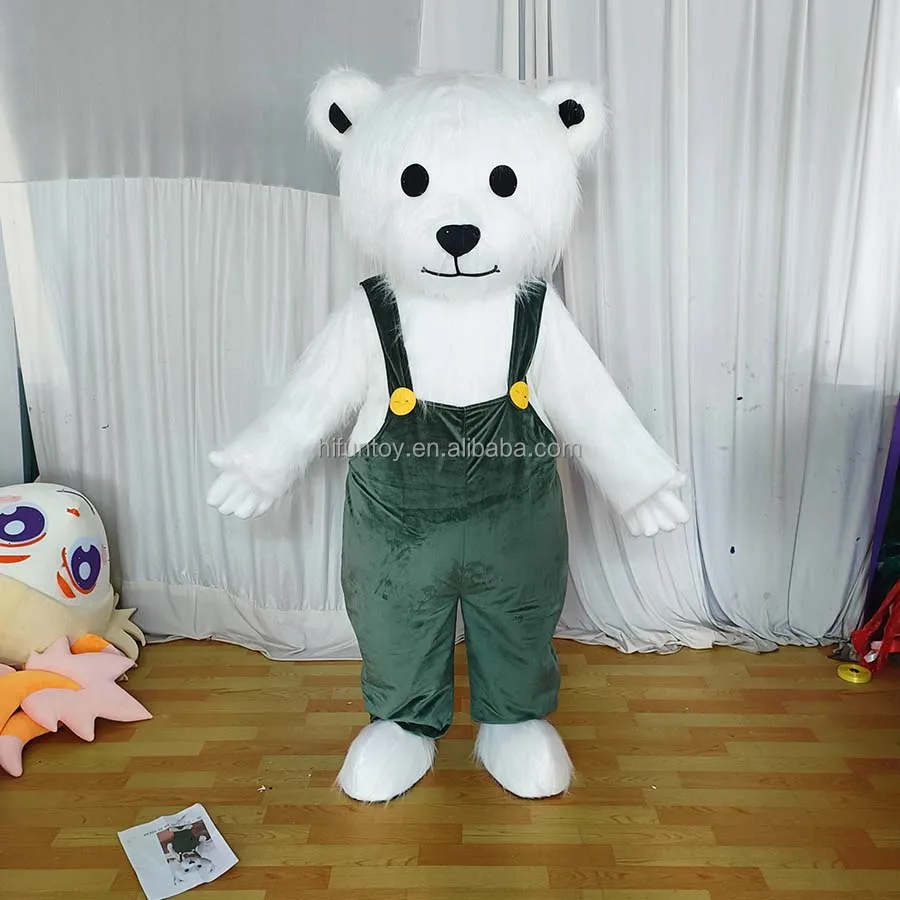 Funtoys factory professional Custom white Bear Mascot Costume Cartoon animal Character Advertising Cosplay costume for sale