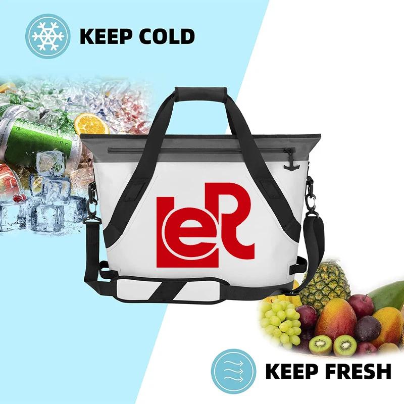 LER Cooler Tote Bag Dry Ice Cooler Reusable Large Capacity Insulated Soft Cooler Bags Portable Picnic Custom TPU Letter Custom