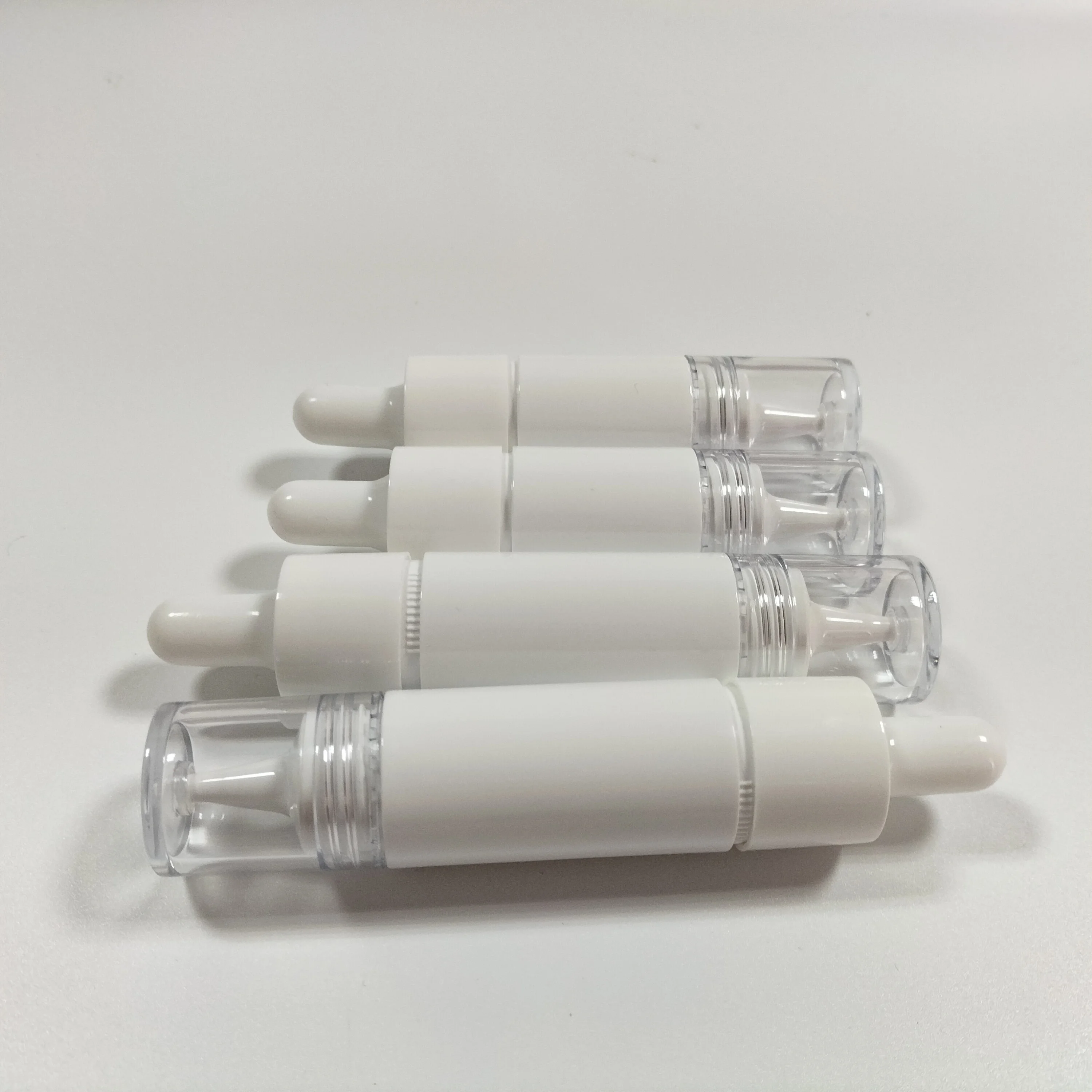 Factory supply 15ml 30ml 50ml Cosmetic vacuum Customizable Luxury Face Skin Care  UV Silver Airless Empty Cosmetic two heads acr